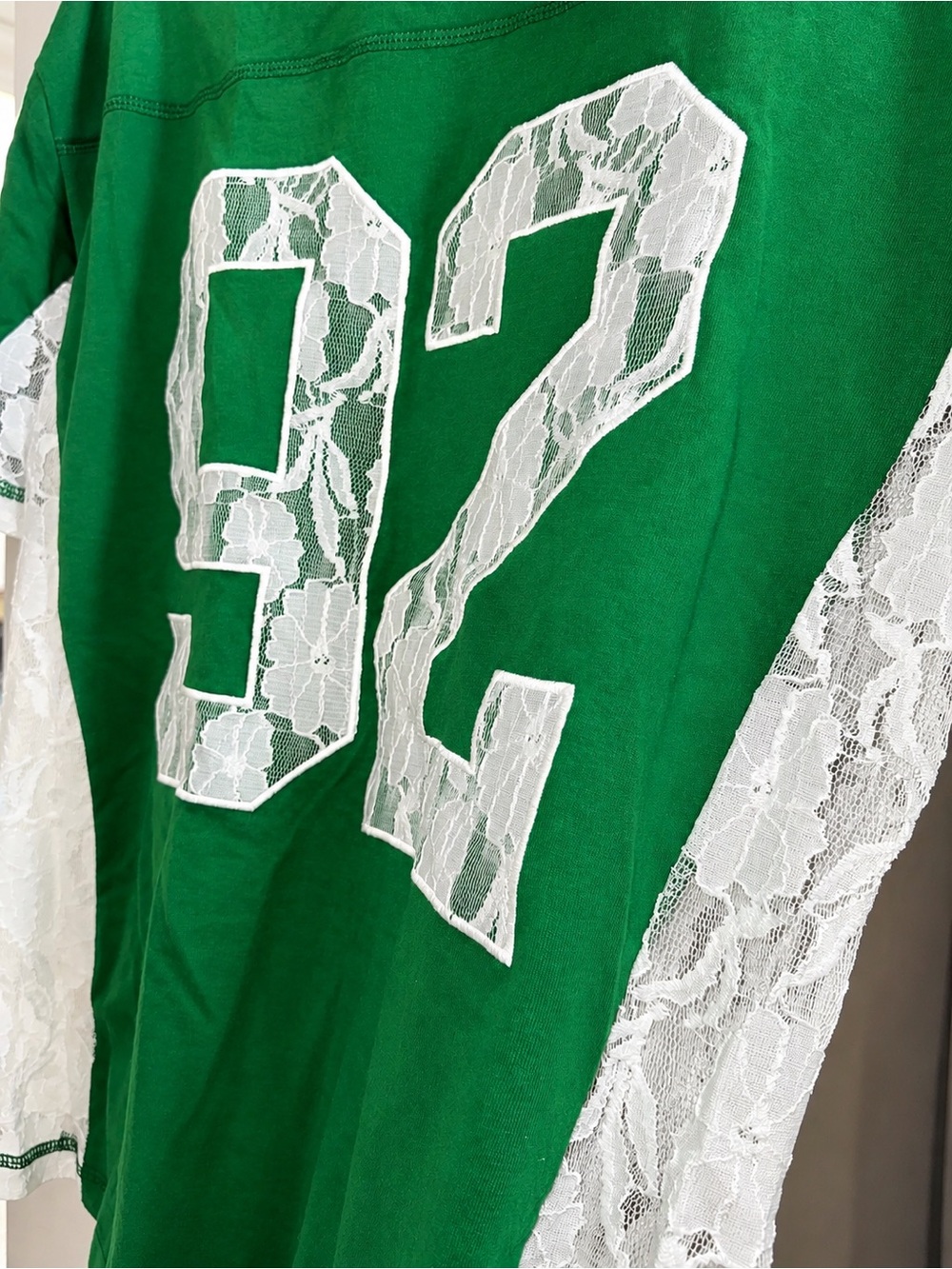 Zoe + Liv Brazil Green '92' Lace-Panel V-Neck Jersey with Yellow Trim - Picture 4 of 7